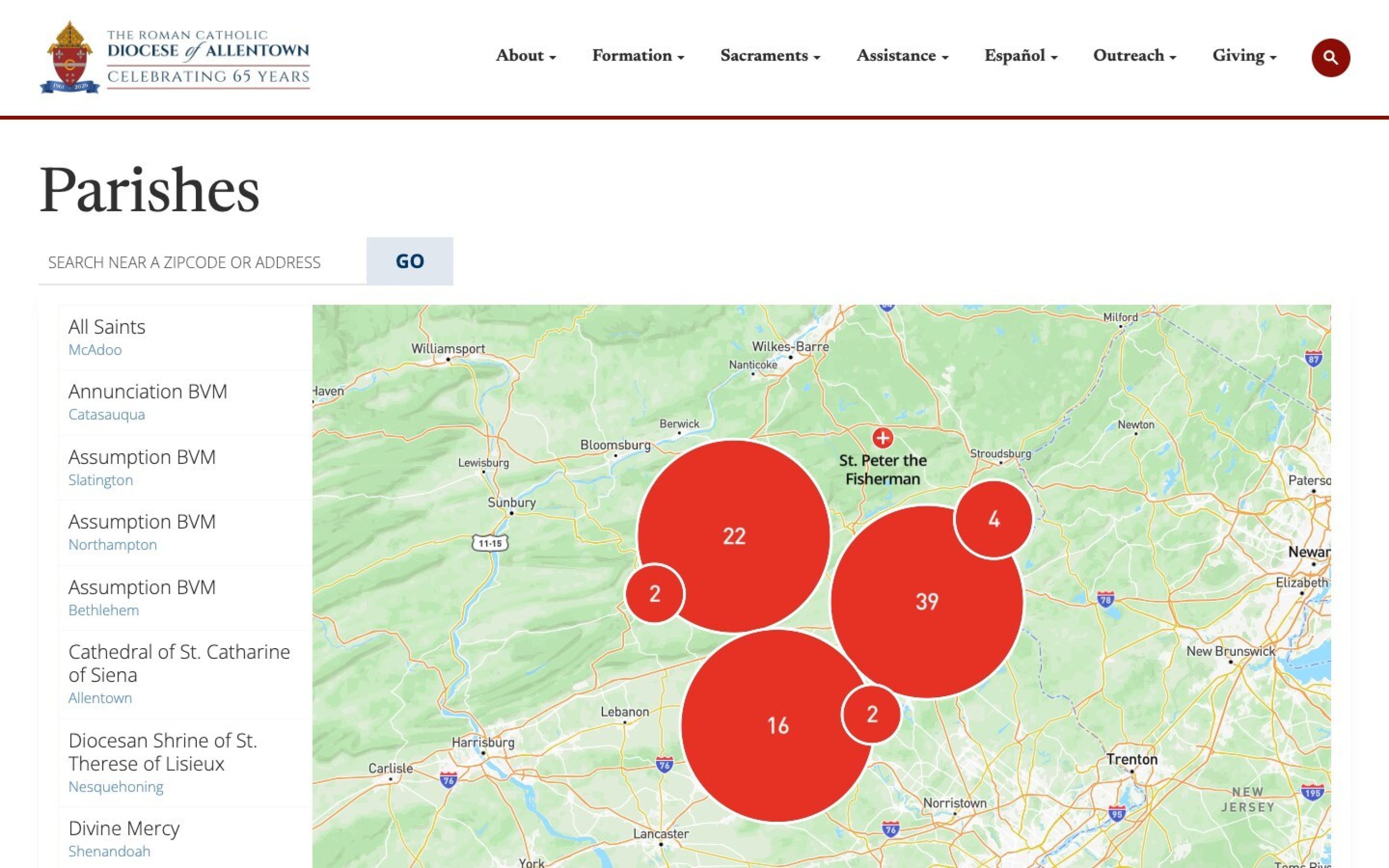 Find a Parish map